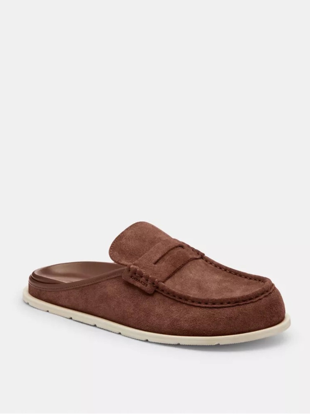 Classic Suede Backless Penny Loafer Mule in Brown